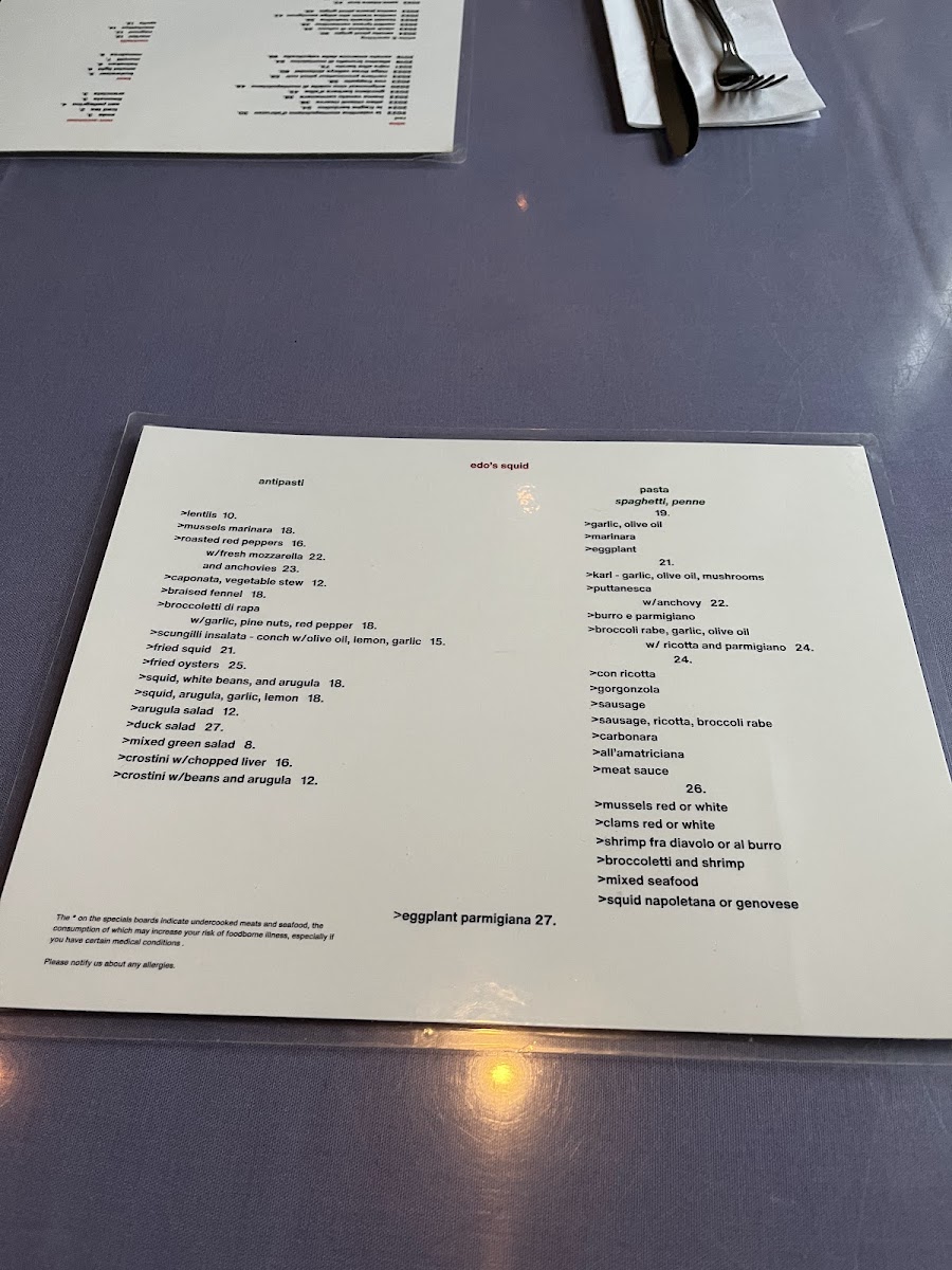 Menu Edo's Squid-1